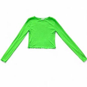 Topshop Neon Lime Ribbed Crop Top